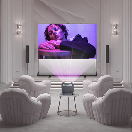 Rozwijany Ekran do Projektora Podłogowy SST Premium 120 cali 4k 16:9