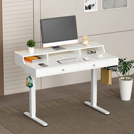 Mobile Singlel-Motor Sit-Stand Desk with Divider