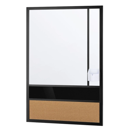 Pionowa tablica z magnesem OUTLET biała i czarna suchościeralna + korkowa 600x900 mm z uchwytem na pisaki - zdjęcie 2