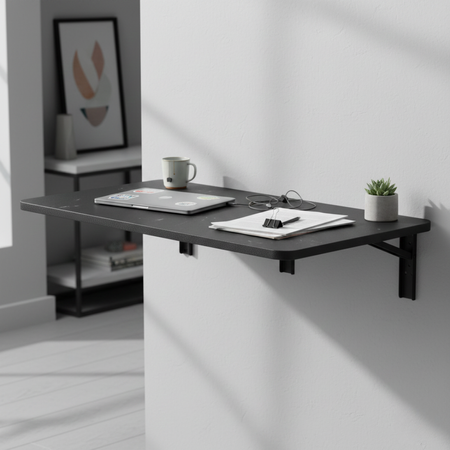 Składane biurko ścienne SPB149B 80×40 cm czarne składane 90°