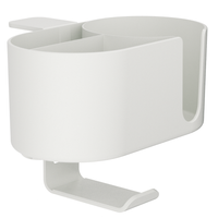 Boczny organizer do biurka na zacisk z uchwytem na kubek biały