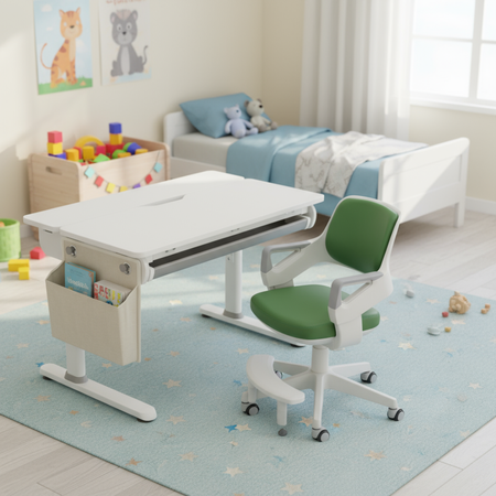 Zestaw: biurko regulowane SPEX108WG + ergonomiczne krzesło dla dziecka - zdjęcie 2