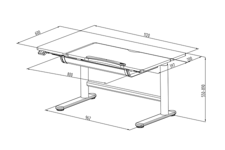 Regulowane biurko dla dziecka z półką Spacetronik XD 112x60 cm (różowe)