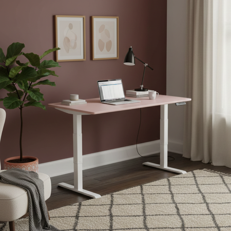 Elektryczne biurko regulowane Vegard dwusilnikowe z blatem MDF premium róż - zdjęcie 2