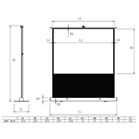 Rozwijany Ekran do Projektora Przenośny Podłogowy  100 cali 4k 16:9 Ekran Składany do Rzutnika