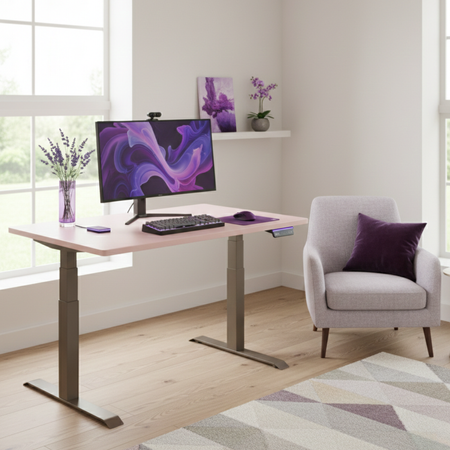 Biurko regulowane Vegard elektryczne dwusilnikowe MDF beżowo-różowe