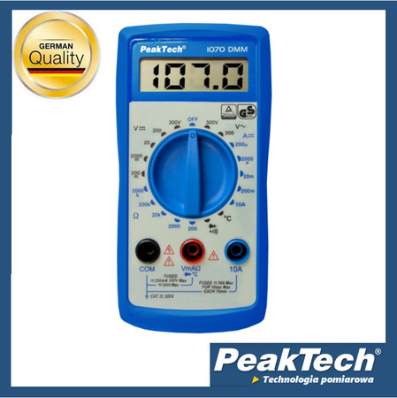 Multimetr cyfrowy 10A AC/DC TÜV/GS PeakTech 1070