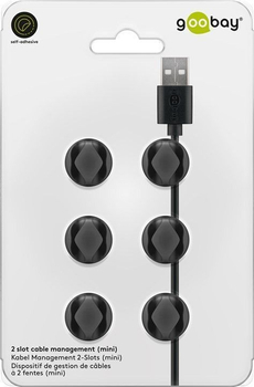Organizer kabli na 2 przewody samoprzylepny 3M 6 szt czarny Goobay