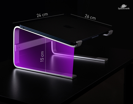 Wysoka podstawka pod laptopa Spacetronik srebrna