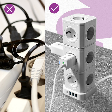 Steckdosenleiste 5xAC 3xUSB 1xUSB-C SPS-C02W