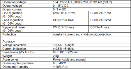 Labornetzteil 45W 15V 3A PeakTech 6080A - zdjęcie 2