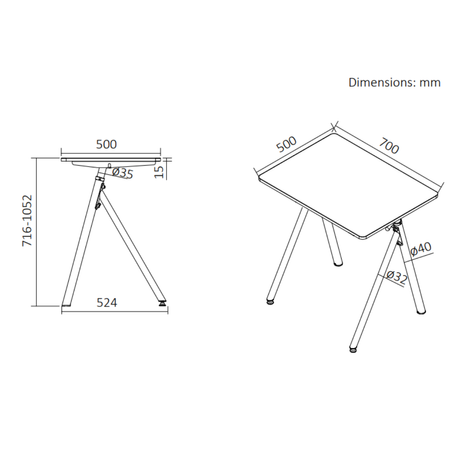 Białe biurko stojące regulowane gazowo 70x50 SPR BUDDY 21 MWW