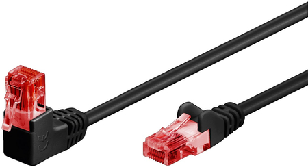 Kabel LAN Patchcord CAT 6 U/UTP CZARNY KĄTOWY 1x90st. 3m