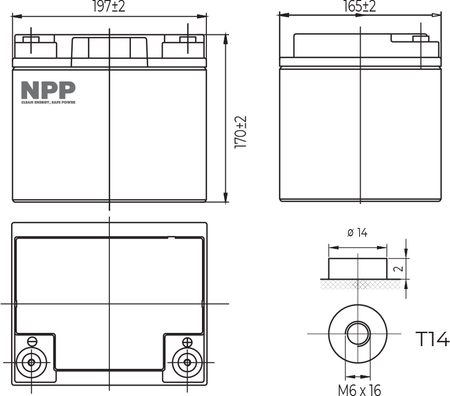 Akumulator LFP LiFePO4 12.8V 50Ah T14