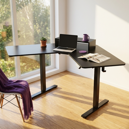 Biurko narożne regulowane SPEL112BB  Spacetronik 120x50 cm czarne 