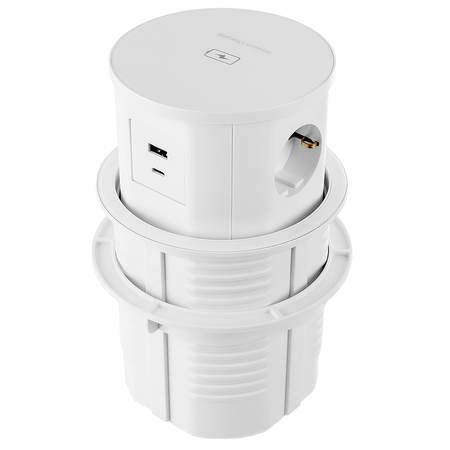 Gniazda Elektryczne do Blatu Ładowarka Indukcyjna USB okrągłe Wysuwane Spacetronik SPS-R3D6W V2