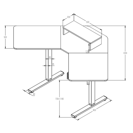 Biurko narożne regulowane SPEL112BR  Spacetronik 120x50 cm ciemne drewno