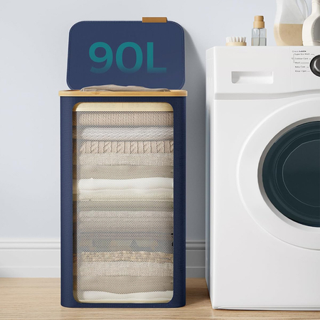 Kosz na pranie 90L 1 komorowy niebieski