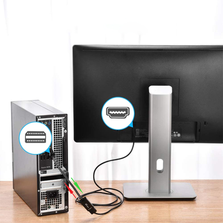 Adapter wtyk DisplayPort - gniazdo HDMI 4K Kabel w Oplocie SPD-H03
