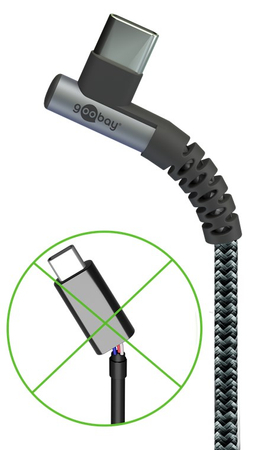 Kabel USB-C - USB-A 2.0 60W KĄTOWY oplot tekstylny Goobay 1m