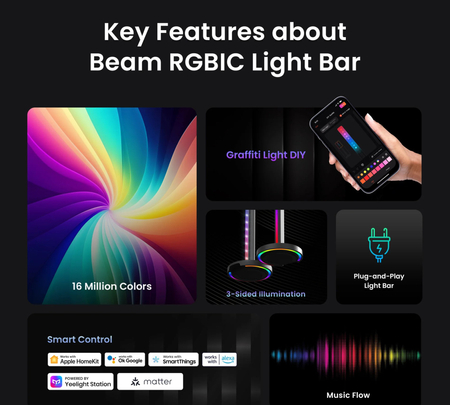 Lampki na biurko nastrojowe z uchwytem na słuchawki RGB Yeelight YLFWD-0021