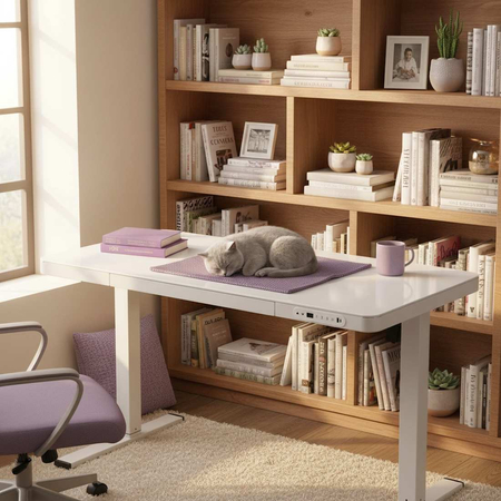 Biurko Elektryczne Astrid SPEB128WW 140x60 z Szufladą i USB - zdjęcie 2