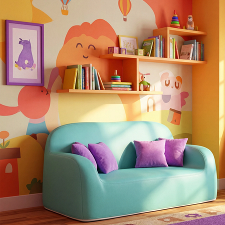 Zestaw mebli dziecięcych Spacetronik – stolik SPEX201 i sofa SPC-XD-24 niebieski