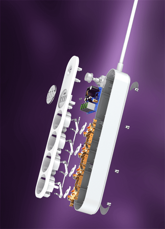 Listwa zasilająca Spacetronik SR-203 4x AC z ładowarką 4x USB 3.4A Auto-id