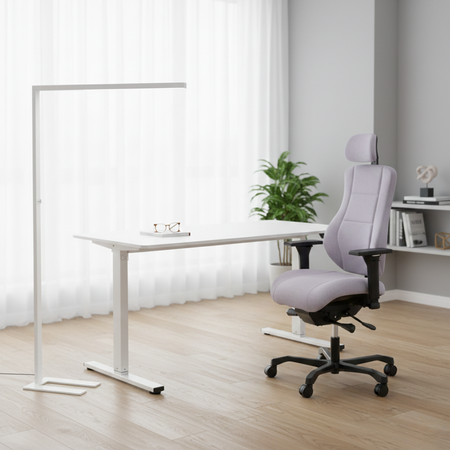 Zestaw ergonomiczny biurko Moris SPE O112WW fotel MENNKAR lampa D22 Pro - zdjęcie 2