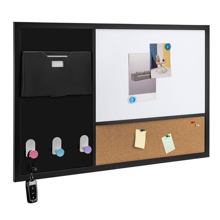 Tablica magnetyczna combo do notatek suchościeralna + korkowa 900x600 mm z 3 uchwytami i teczką na dokumenty