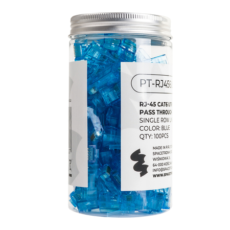 Wtyk sieciowy Pass Through RJ45 przelotowy niebieski CAT 6 UTP PT-RJ456UB-1 100szt