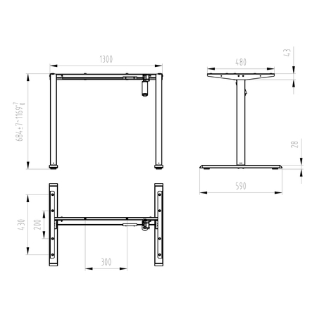 Biurko elektryczne stelaż Spacetronik SPE-121B 130 cm