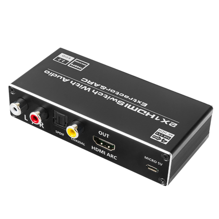 Przełącznik HDMI Extractor Rozgałęźnik 2x HDMI-HDMI + Audio ARC 4K EDID Spacetronik SPH-SAE07