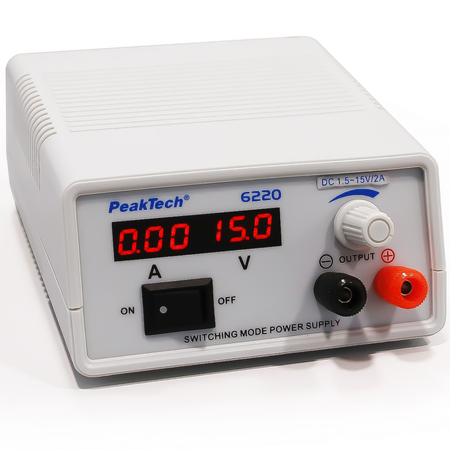 Mini zasilacz laboratoryjny 15V 2A PeakTech 6220