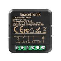 Mini switch światła włącznik przekaźnik Wi-Fi pojedynczy obwód Smart Life Tuya Spacetronik sterownik SL-S1-02 Black