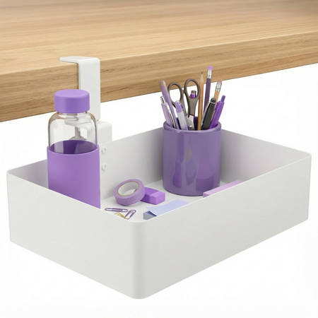 Boczny organizer do biurka na zacisk 25×17×15 cm biały SPB148W