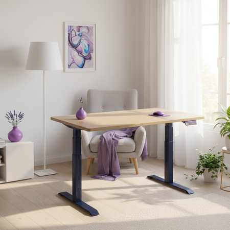 Biurko regulowane Vegard elektryczne dwusilnikowe MDF granatowo-złote