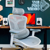 Ergonomiczne, szare krzesło biurowe Spacetronik DORIS 30 z regulacją zagłówka i podłokietników