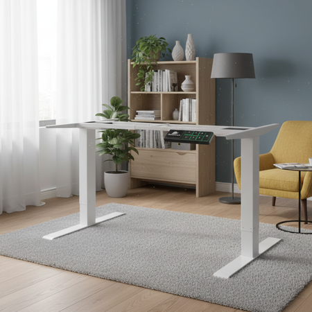 Stelaż do biurka elektrycznego Spacetronik SPE-221OW biały z wyświetlaczem OLED i RGB - zdjęcie 2