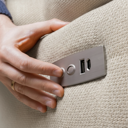 Fotel relaksacyjny regulowany elektryczny FLAX 05 z USB regulacją oparcia i podnóżka