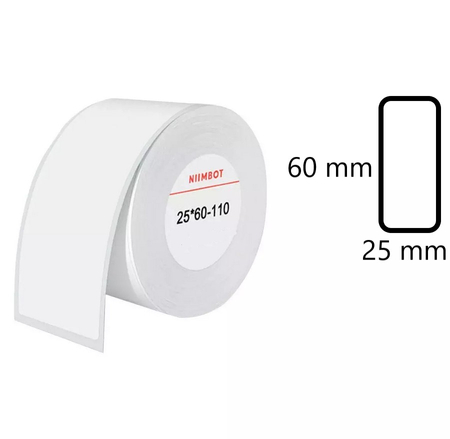 Etykiety na rolce do drukarek Niimbot z serii B białe 25x60mm 110 sztuk