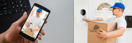 Inteligentny dzwonek na baterie wideo WIFI i czujnikiem ruchu smart home Spacetronik SL-DB10W Smart Life Tuya, Zestaw