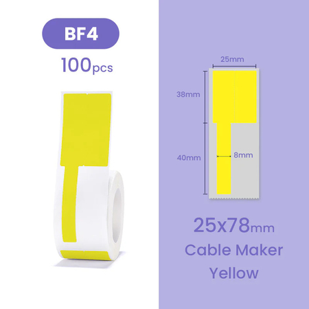 Etykiety na rolce do drukarek Niimbot z serii B żółte na kable 25x38mm 100 sztuk - zdjęcie 2