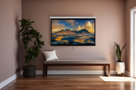 Ekran Projekcyjny Sufitowy Zwijany Manualnie 100" cali 16:9 PVC 1.0 Gain 160° Spacetronik