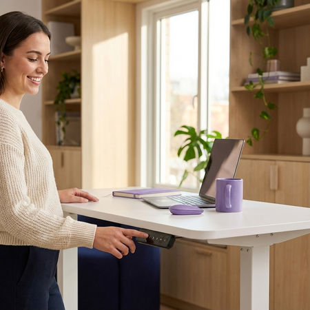 Biurko Elektryczne Białe 100x60 SPEO125WW Kompaktowe i Stylowe