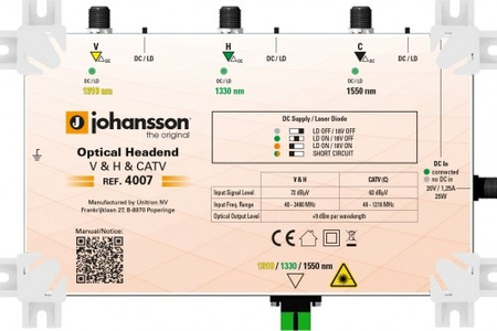 Optischer Sender Johansson 4007 / 2x RF + CATV