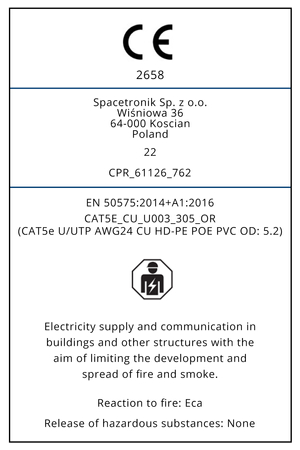 Twisted Pair CAT5e U/UTP AWG24 CU POE PVC Eca 305m