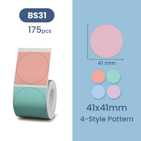 Etykiety na rolce do drukarek Niimbot z serii B wielokolorowe okrągłe fi 41mm 175 sztuk - zdjęcie 2