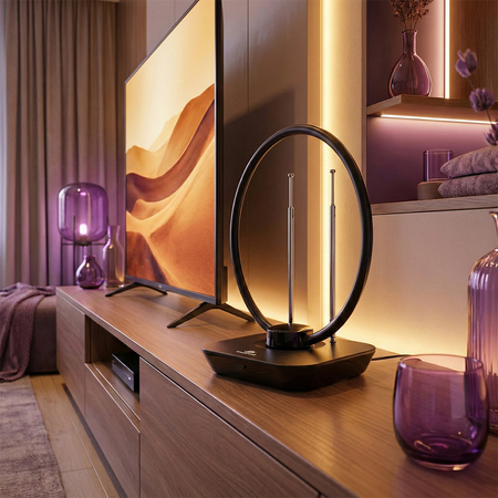 Antena pokojowa DVB-T2 Spacetronik Locus TV zasilacz  45dB - zdjęcie 2