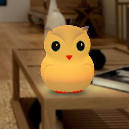 Duża Sowa Big Owl Silikonowa Lampka Nocna Dla Dzieci Pilot USB-C LED RGB SP-LN01XL